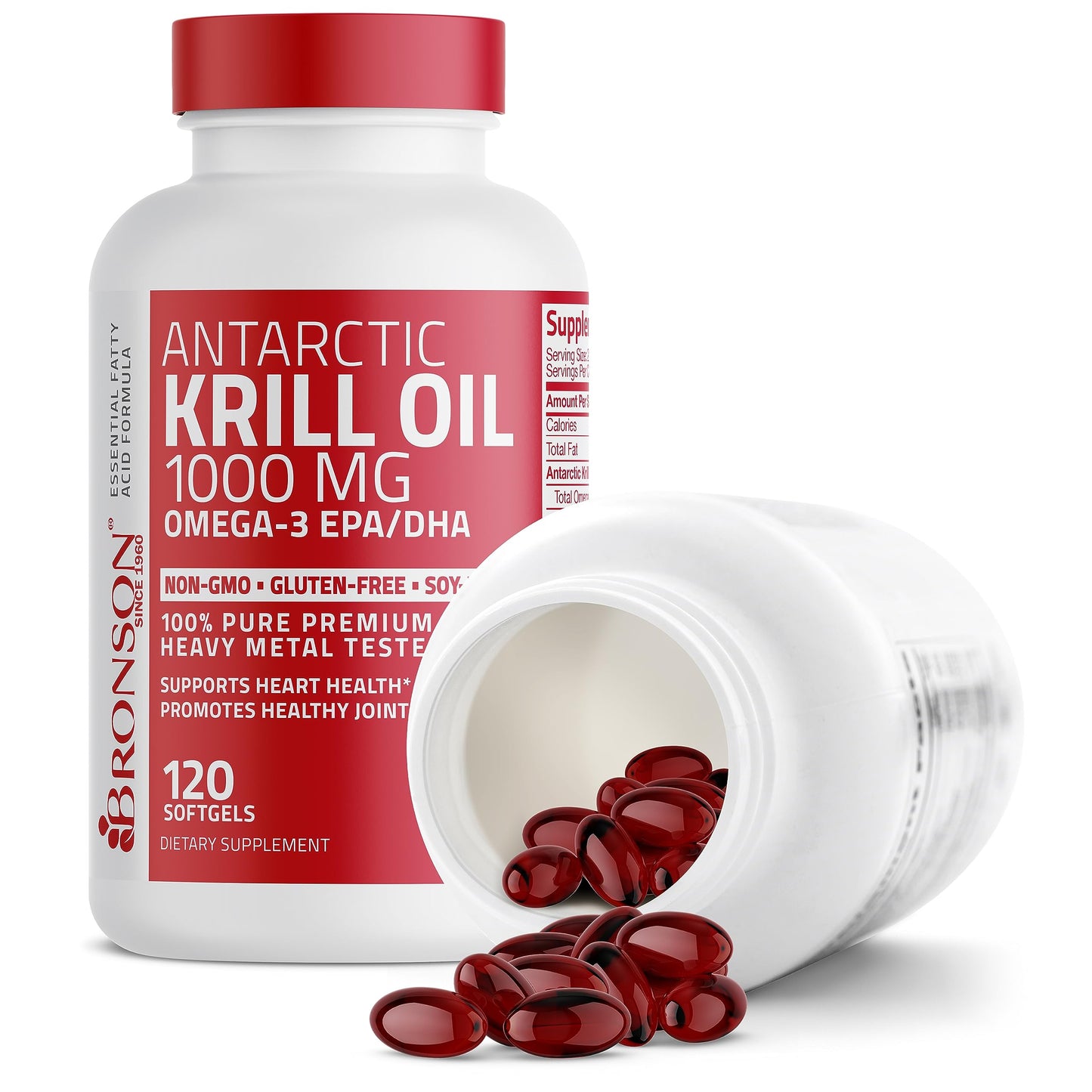 Bronson Antarctic Krill Oil 1000 mg with Omega-3s EPA, DHA, Astaxanthin and Phospholip