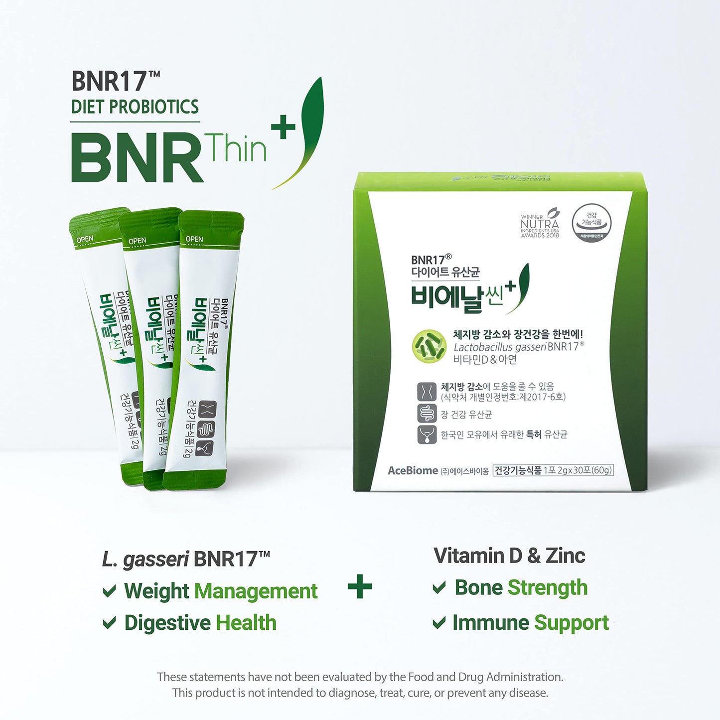 BNRThin Plus, Weight Management Probiotic Powder, 10 Billion CFU Guaranteed, Lactobacil