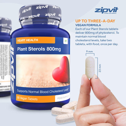 Plant Sterols High Strength 800mg, 90 Vegan Tablets, Supports and Helps Lower