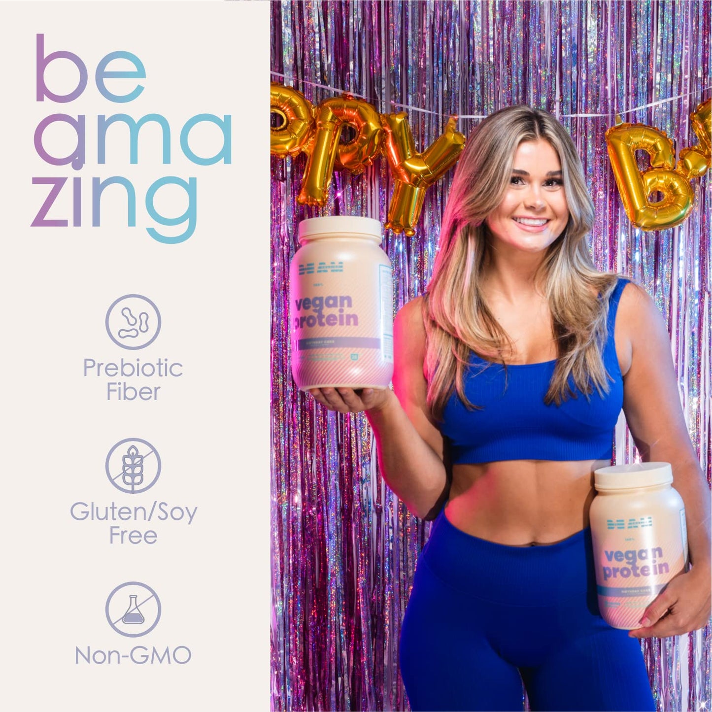 BEAM Be Amazing Vegan Protein Powder | 20g Plant-Based Protein with Prebiotics Fibers