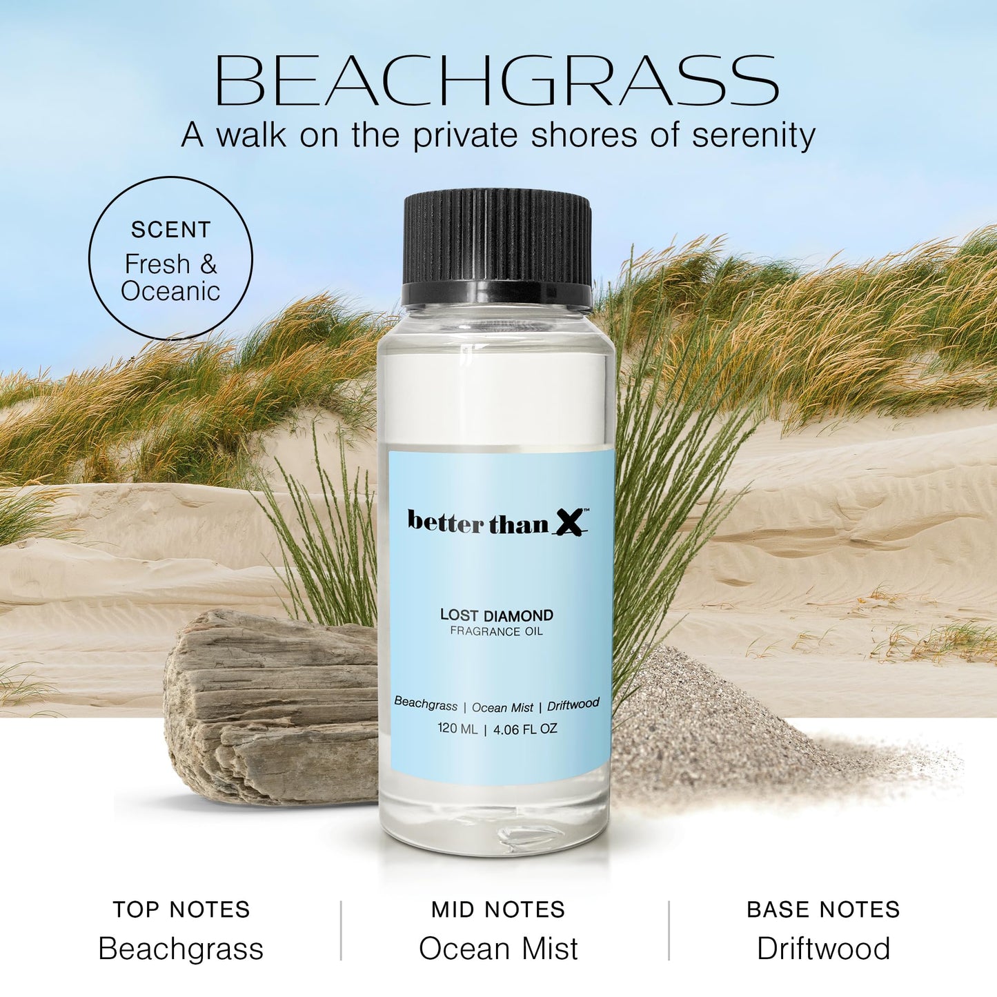 Better Than X Beachgrass Fragrance Oil - Lost Diamond Oceanic Scent for Diffusers - Premium Scent