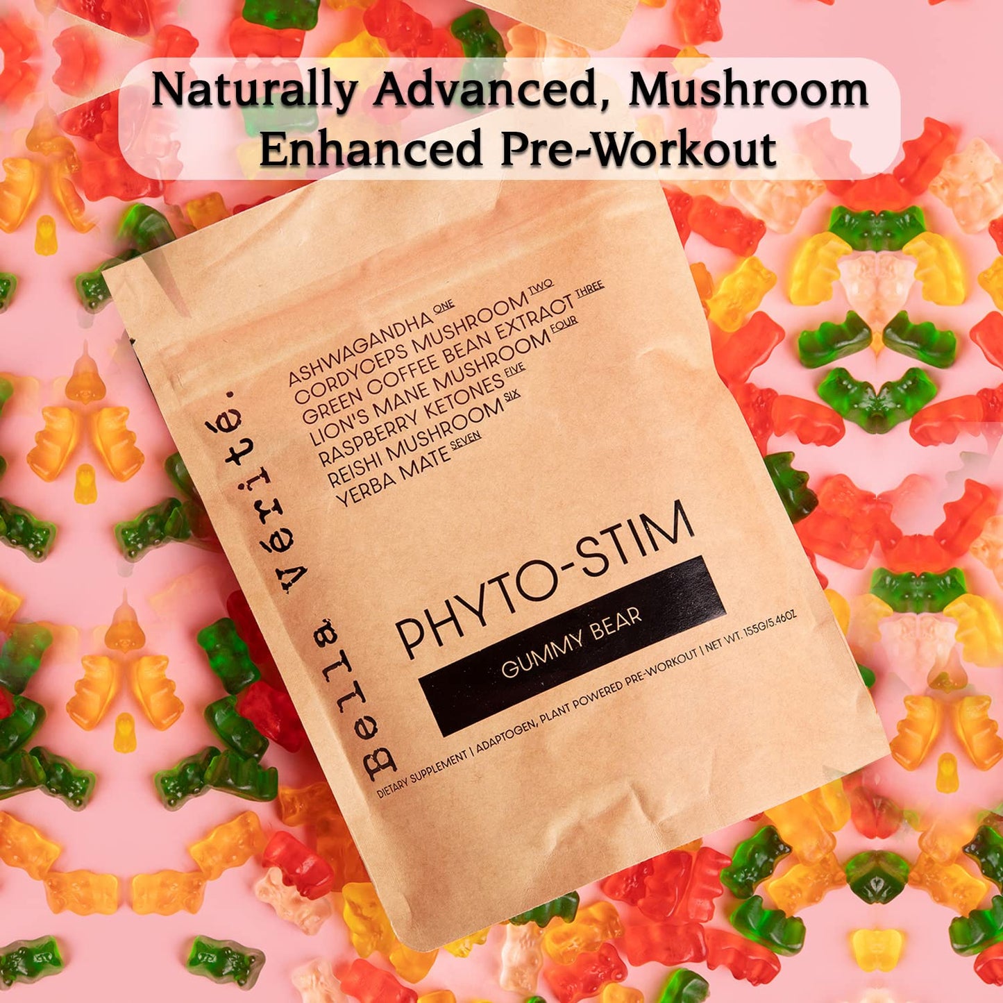 Bella Vérité Phyto Stim | Natural Pre Workout Powder | Yerba Mate and Ashwagandha | Mushroom Powder with Reishi, Lion’s Mane and Cordyceps | Made in USA | 30 Servings