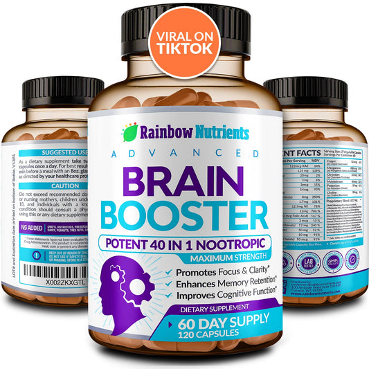 40-in-1 Brain Booster Supplements for Memory, Focus, Clarity, Energy, Performance