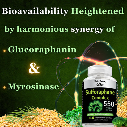 550mg Sulforaphane Supplement with Glucoraphanin and Myrosinase | Broccoli Supplemen