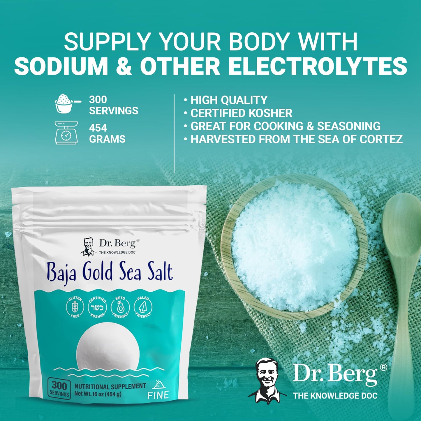 Dr. Berg's Baja Gold Sea Salt Organic - Natures Fine Sea Salt Support For Hydration