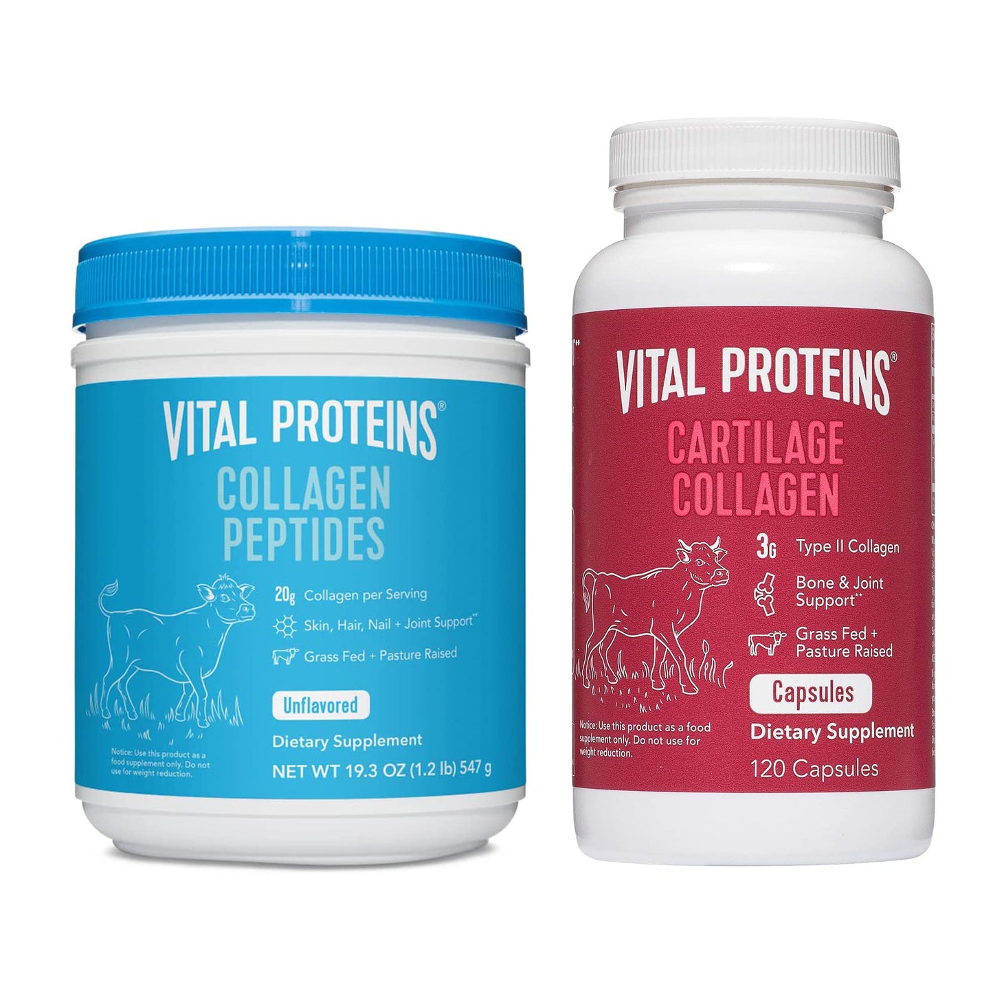 Vital Proteins Collagen Peptides Powder 19.3oz+ Collagen Pills, Type II