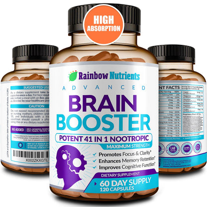 40-in-1 Brain Booster Supplements for Memory, Focus, Clarity, Energy, Performance 