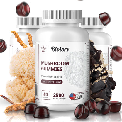 Biolore Mushroom Complex Gummies: 10 Powerful Mushrooms with Chaga, Lions Mane