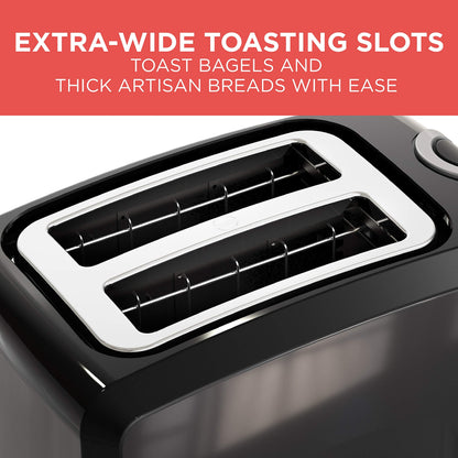 BLACK+DECKER 2-Slice Toaster, T2569B, Extra Wide Slots, 6 Shade Settings, 850 Watts