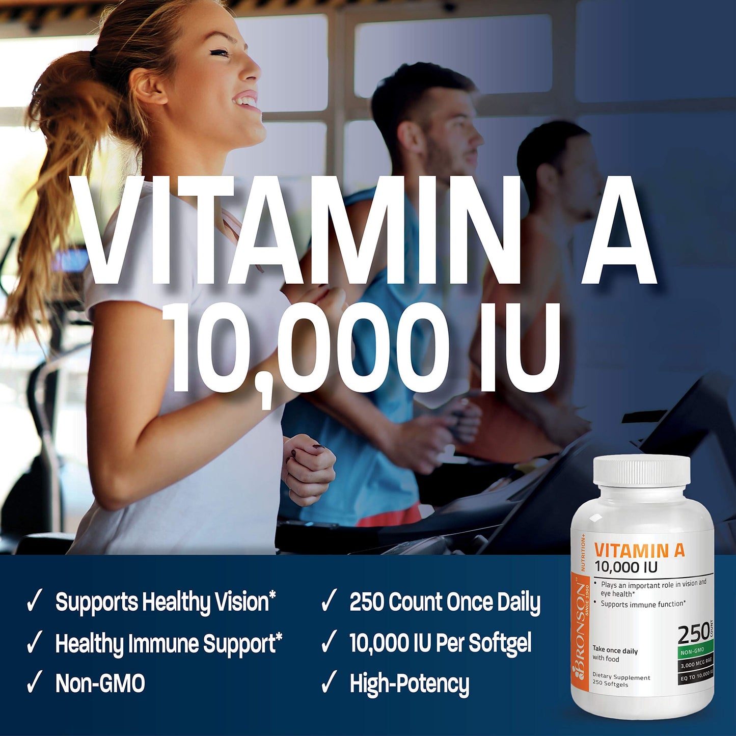 Bronson Vitamin A 10,000 IU Premium Non-GMO Formula Supports Healthy Vision