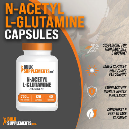 BULKSUPPLEMENTS.COM N-Acetyl L-Glutamine Capsules - Glutamine Supplement