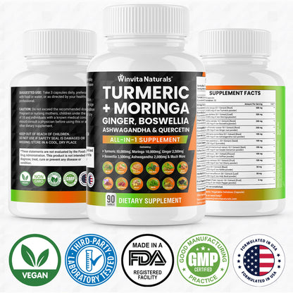 Turmeric Curcumin 10000mg Moringa 10000mg Boswellia 3500mg Ginger 2500mg