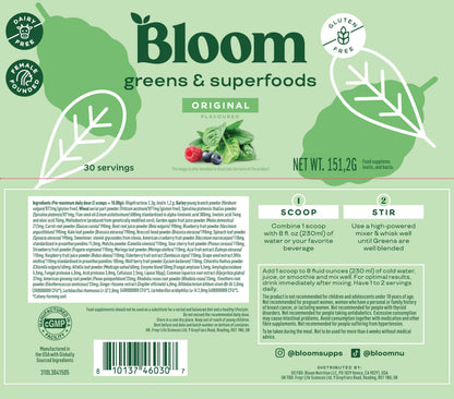 Bloom Nutrition Greens and Superfoods Powder for Digestive Health, Greens Powder