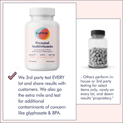 FullWell Prenatal Vitamins | Choline, folate, Vitamin D for fetal Growth, Brain Development