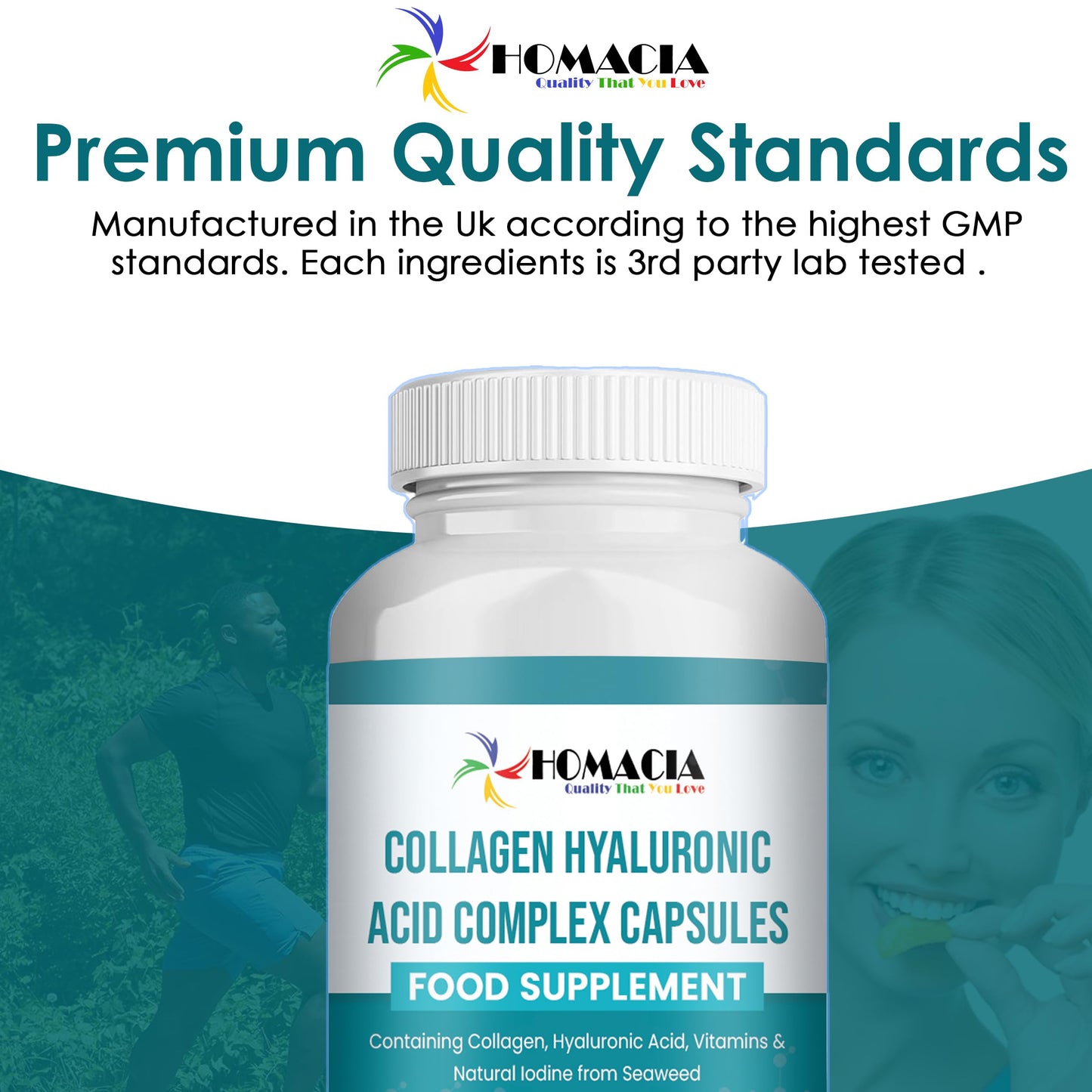 Homacia’s Collagen Capsules | Marine Collagen with Hyaluronic Acid | Pure Collagen Supplements for Women