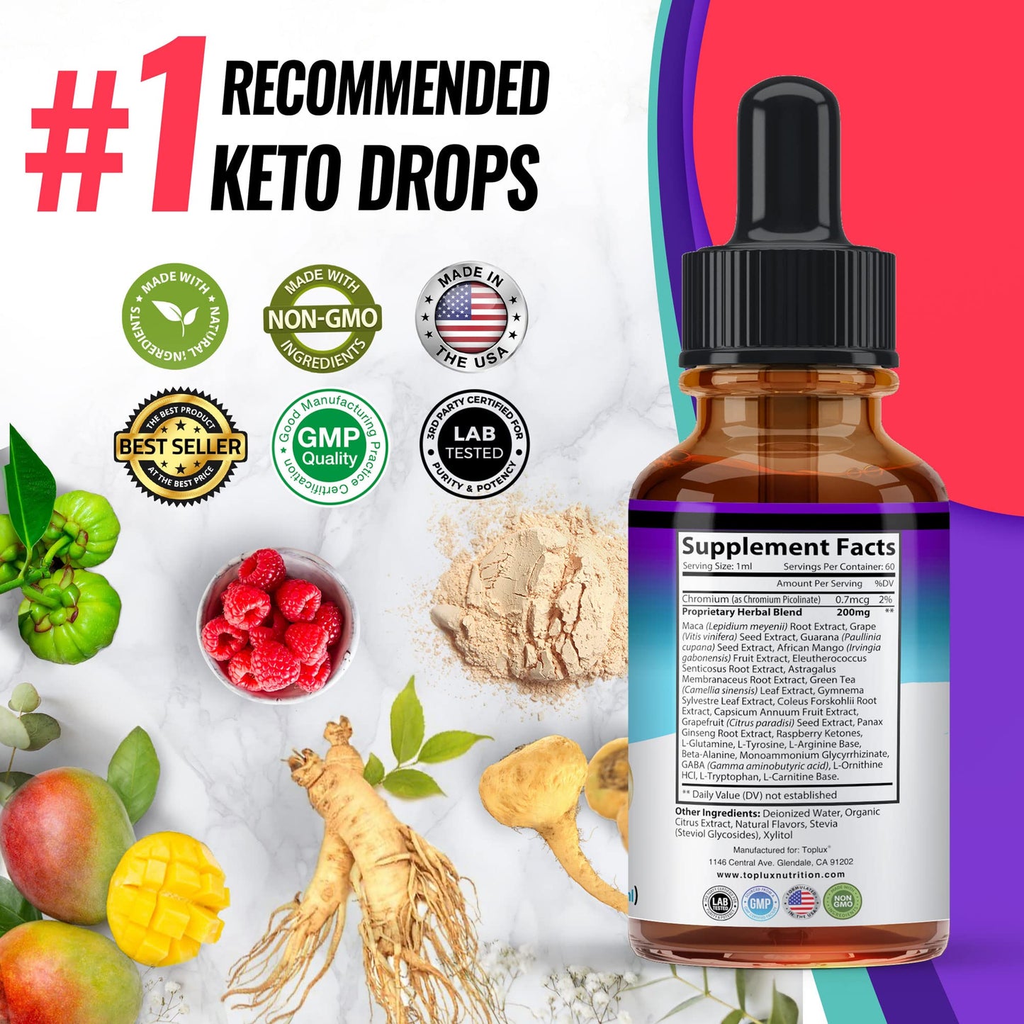 Keto Diet Drops Weight Loss Ketogenic Supplement - Premium Fat Burner Formula