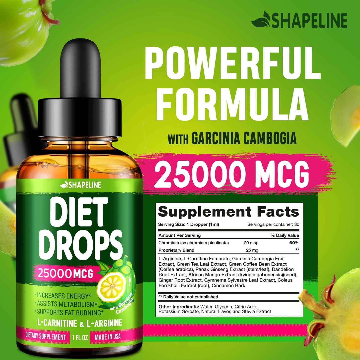 SHAPELINE Diet Drops - Appetite Suppressant for Women & Men - Made in The USA