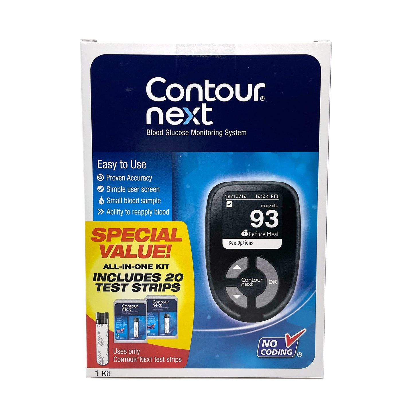 Ascensia Contour Next Blood Glucose Monitoring System – All-in-One Kit