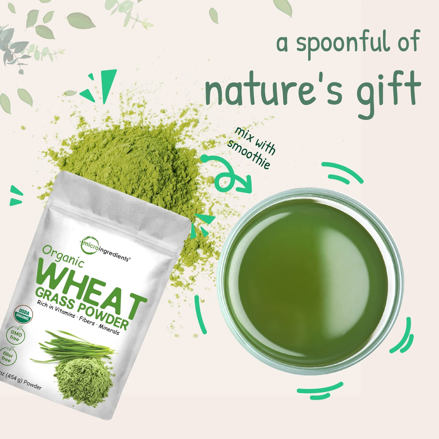 Micro Ingredients Sustainably US Grown, Organic Wheat Grass Powder