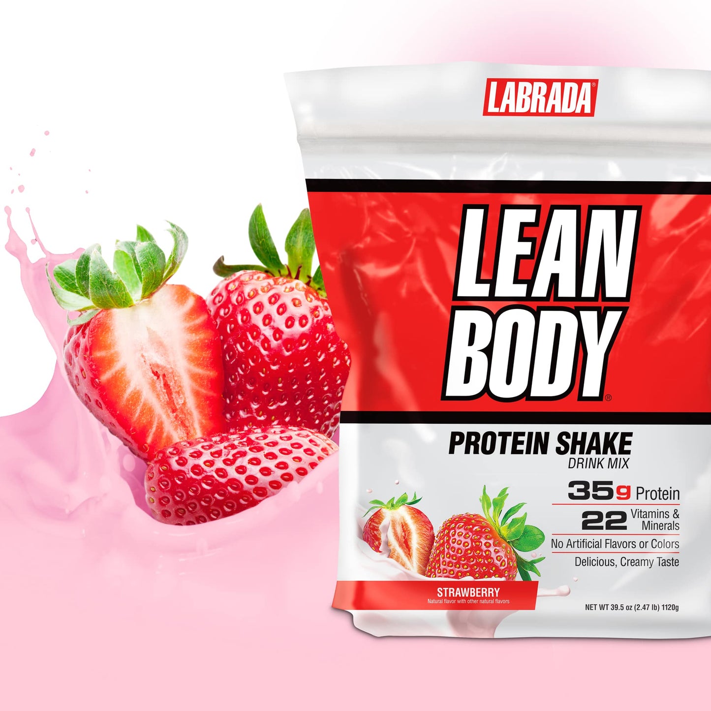 Labrada Nutrition Lean Body Hi-Protein Shake, Strawberry, 2.47-Pound Tub Strawberry