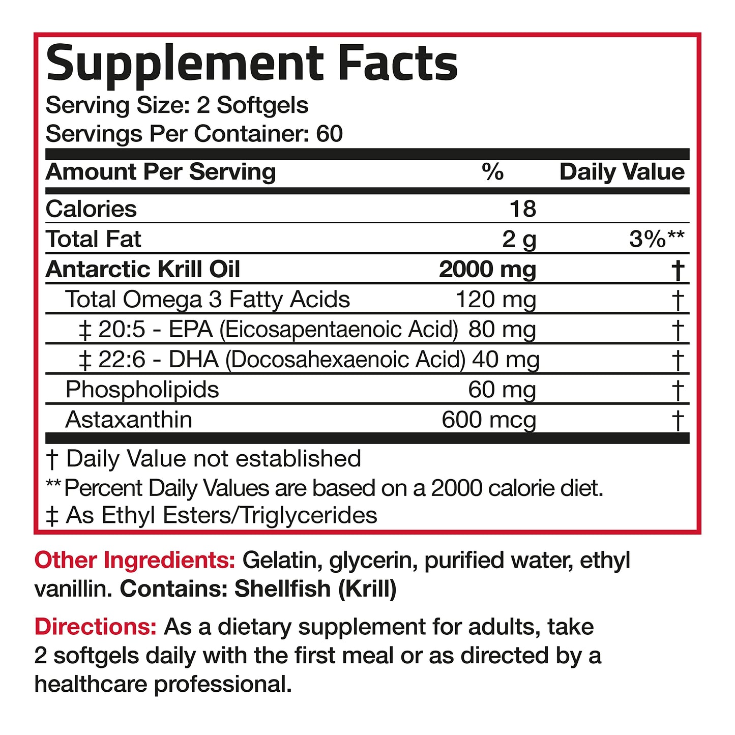 Bronson Antarctic Krill Oil 2000 mg with Omega-3s EPA, DHA, Astaxanthin and Phospholipi