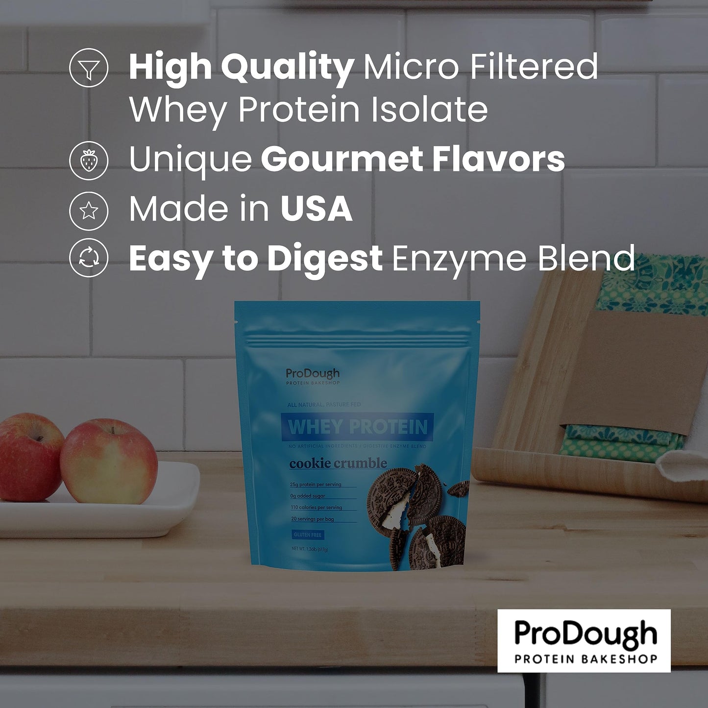 ProDough Gourmet Whey Isolate Hydrolized Protein Powder for Shake Mix- Easy Digest