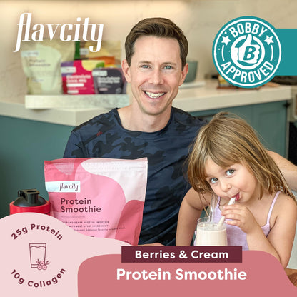 FlavCity Protein Powder Smoothie, Berries & Cream - 100% Grass-Fed Whey Protein