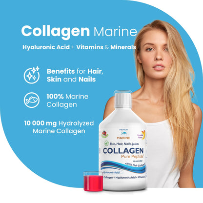 Marine Liquid Collagen 10000mg 500 ml I Pure Hydrolyzed Collagen Peptides