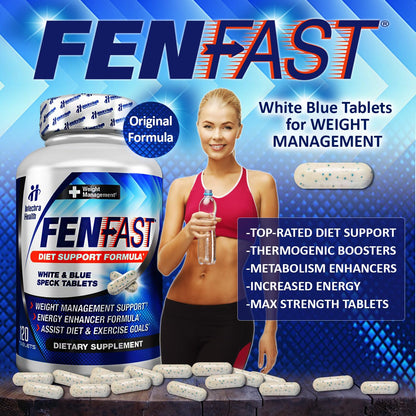 FASTCUT Fen►Fast Weight Management Supplement with Powerful Energy Boost 120 White Blue Tablets