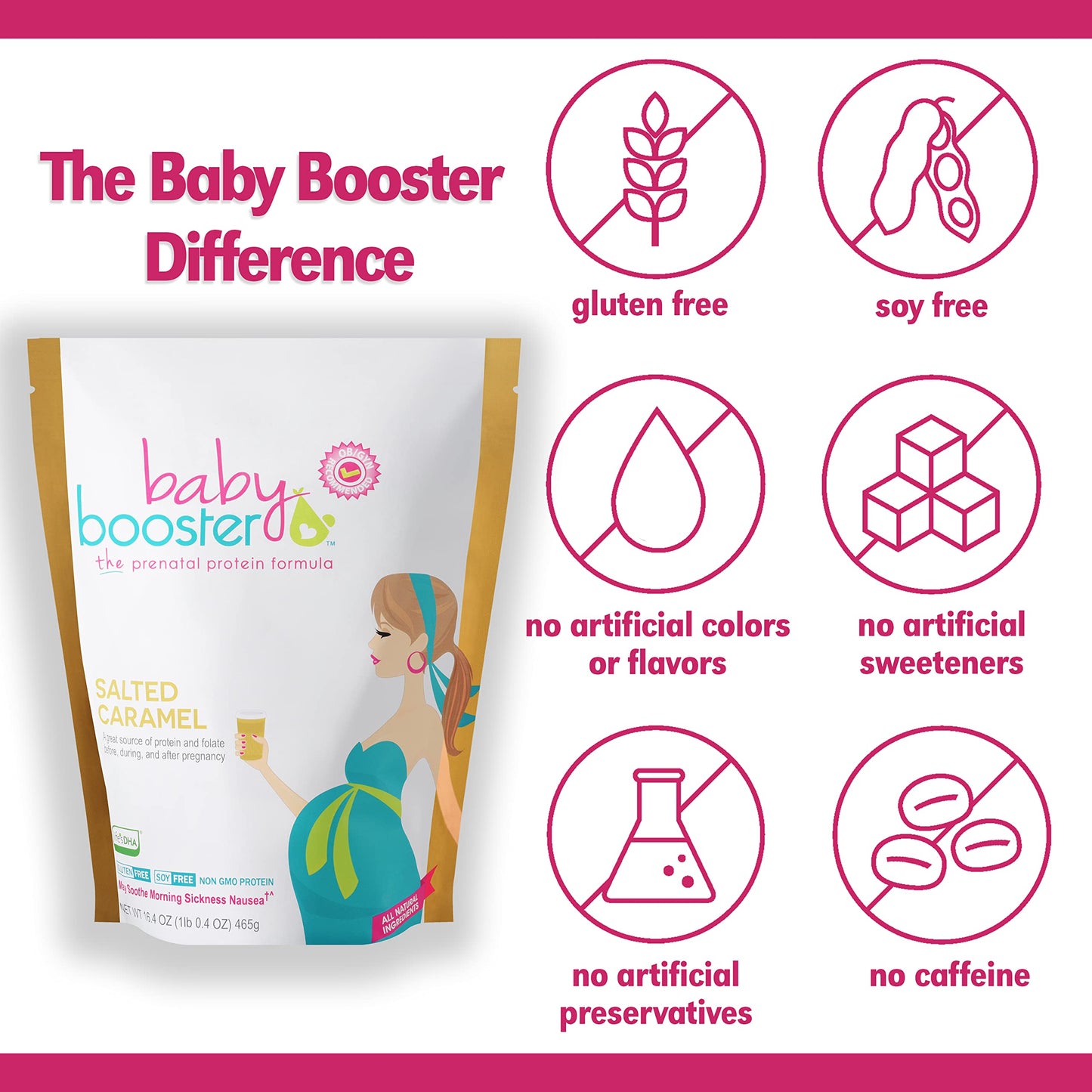 Baby Booster Prenatal Vitamin Supplement Shakes, Tahitian Vanilla and Salted Carmel