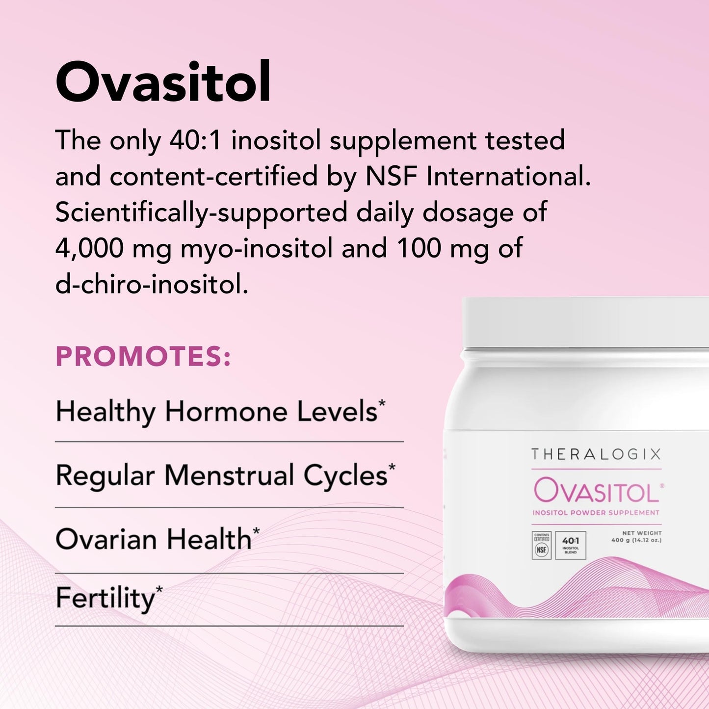 Theralogix Ovasitol Inositol Powder - 180 Servings - Myo-Inositol & D-Chiro Inositol