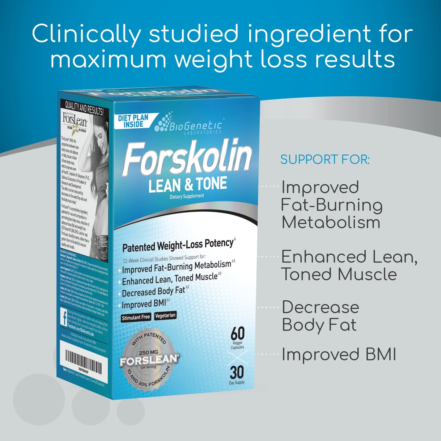 BioGenetic Labs Forskolin Lean & Tone - Weight Loss Pills - Body Toning Formula Fat Burner