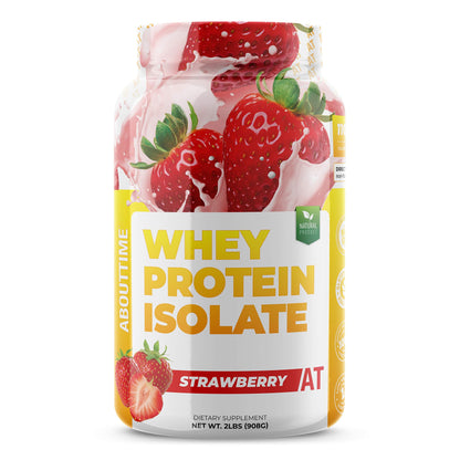 About Time Whey Protein Isolate Strawberry 2lb - 25g Protein, Non-GMO, 0g Fat, 0g Sugars