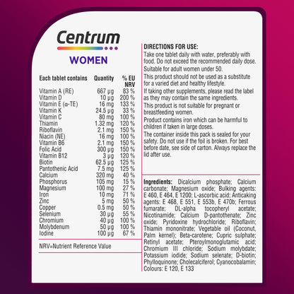 Centrum Women Tablets Multivitamin & Mineral Supplements, with 23 essential nutrients