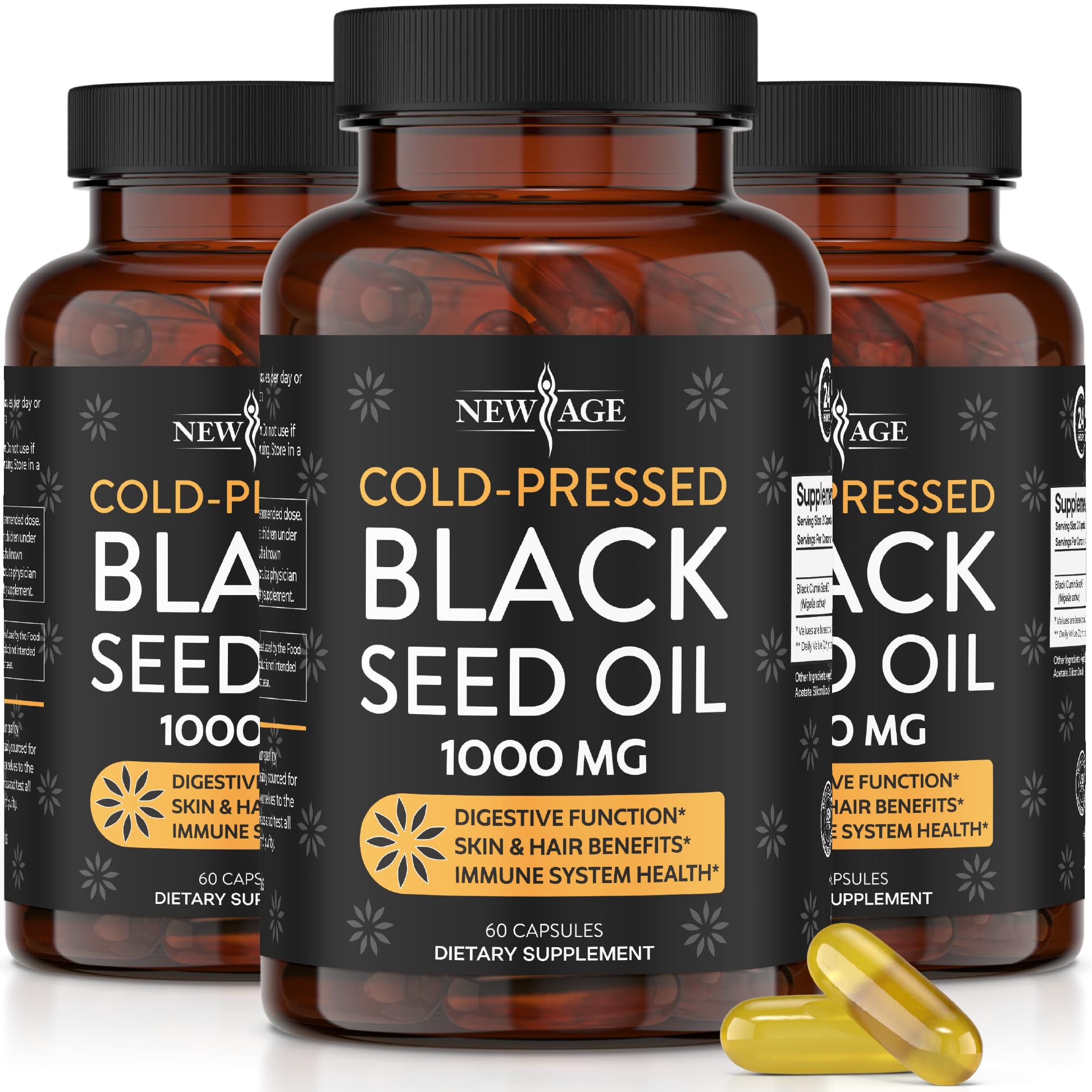 Black Seed Oil Softgel Capsules - Premium Cold-Pressed Nigella Sativa Producing Pure 