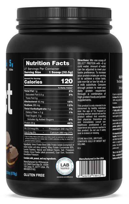 PEScience Select Low Carb Protein Powder, Chocolate Peanut Butter Cup, 27 Serving