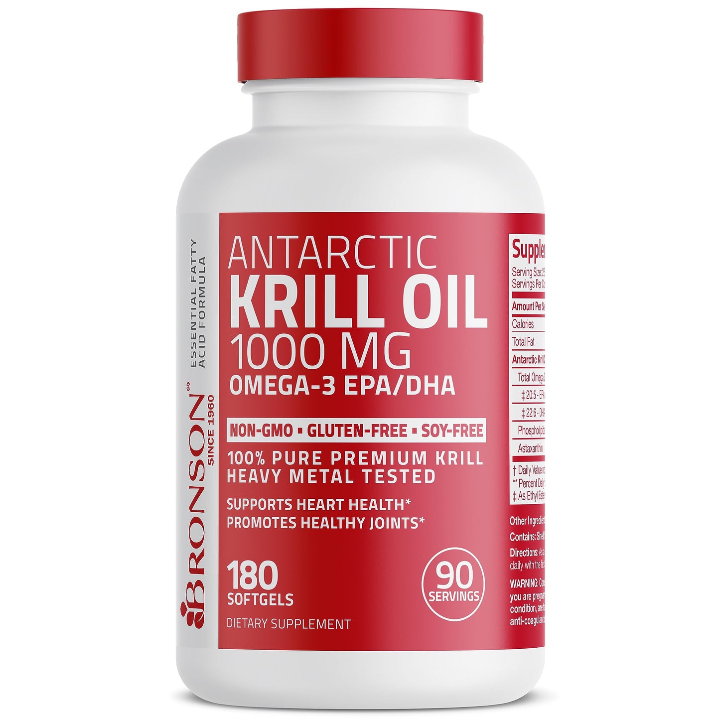 Bronson Antarctic Krill Oil 1000 mg with Omega-3s EPA, DHA, Astaxanthin and Phospholipid