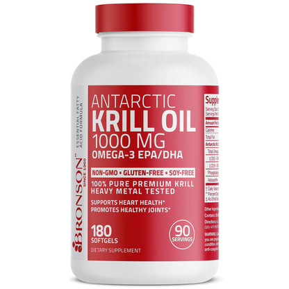 Bronson Antarctic Krill Oil 1000 mg with Omega-3s EPA, DHA, Astaxanthin and Phospholipid