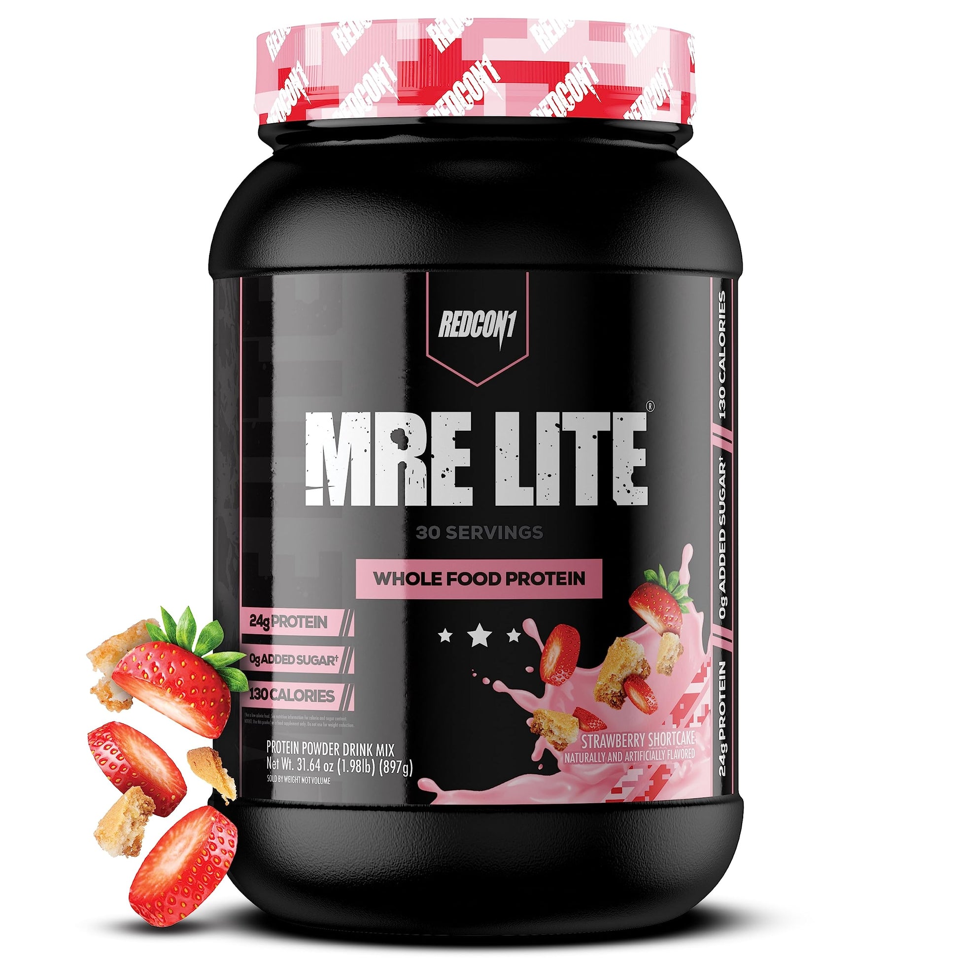 REDCON1 MRE Lite Whole Food Protein Powder, Strawberry Shortcake - Low Carb & Whey 