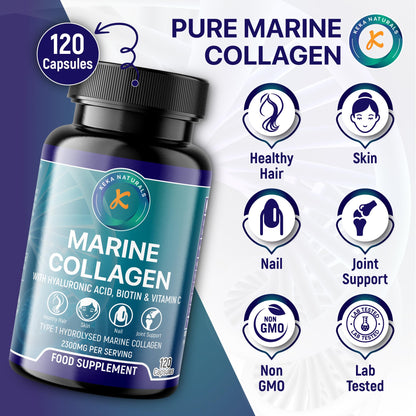 Hydrolysed Marine Collagen Peptides 2300mg - Enhanced with Hyaluronic Acid & Vitamin C