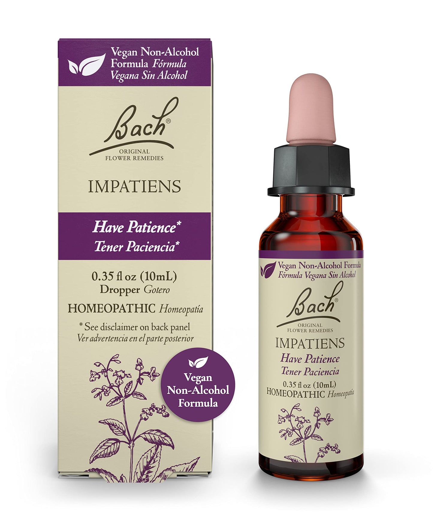 Bach Original Flower Remedies, Impatiens for Patience (Non-Alcohol Formula), Natural Homeopathic