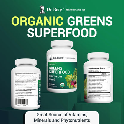 Dr. Berg's Greens Superfood Cruciferous Vegetable Tablets - Vegetable Supplements