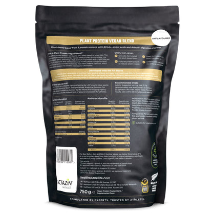 Healthspan Elite Plant Protein Vegan Blend (750g) | All Blacks Partner | 23g Protein Per Serving