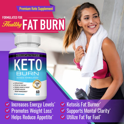 Toplux Keto Burn Pills Ketosis Weight Loss - 1200 Mg Ultra Advanced Natural Ketogenic