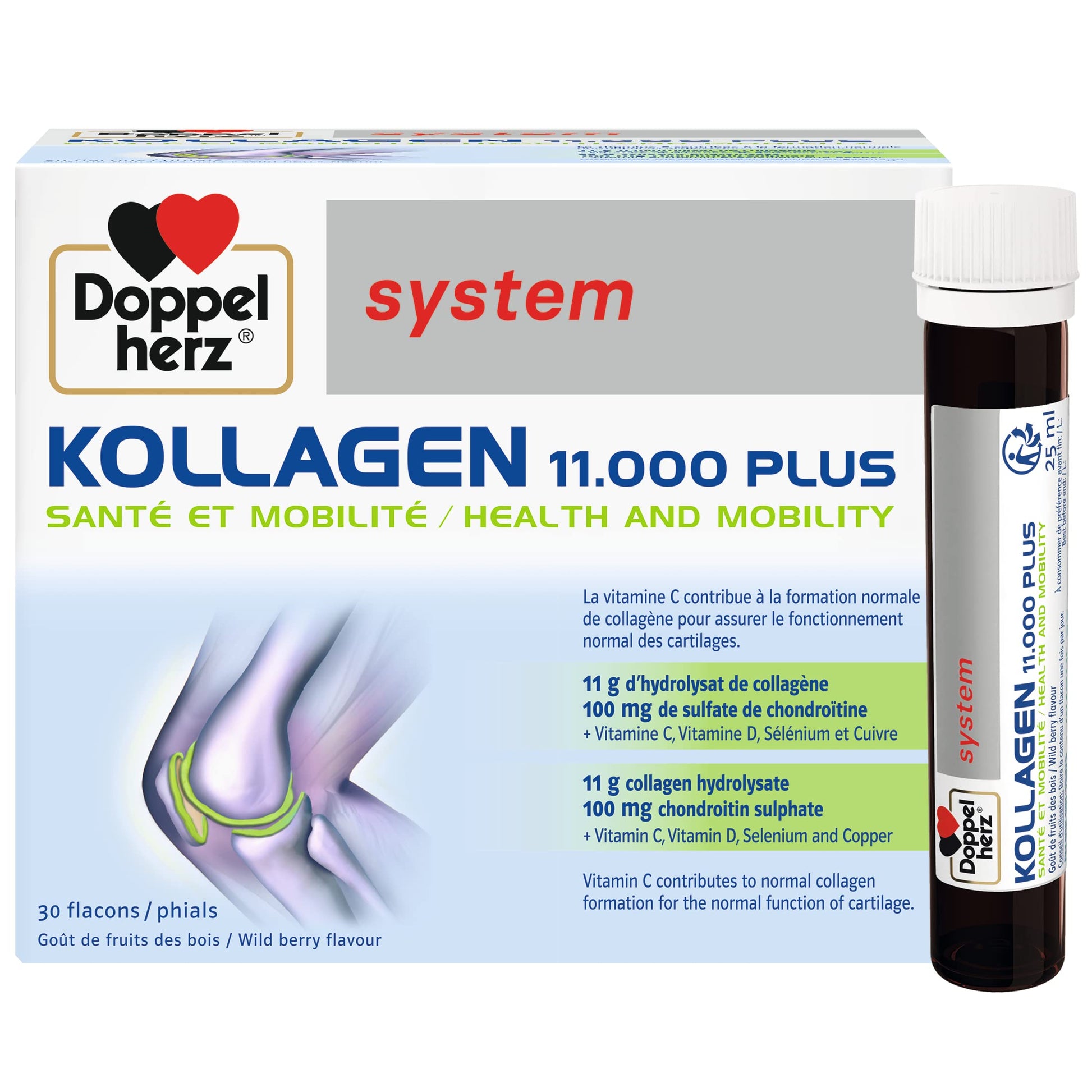 Doppelherz - Kollagen 11000 Plus - Collagen hydrolysate, chondroitin Sulphate, Vitamins C and D and Trace Elements