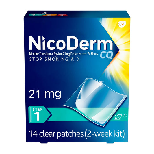 NicoDerm CQ Step 1 Nicotine Patches to Quit Smoking, 21mg, Stop Smoking