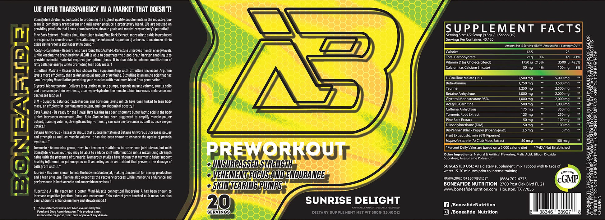 Boneafide Preworkout (Sunrise Delight)