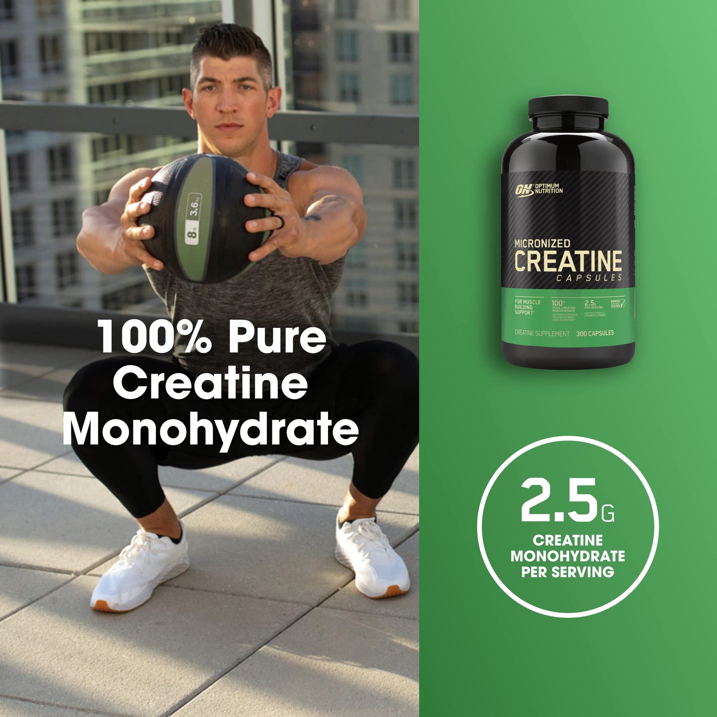 Optimum Nutrition Micronized Creatine Monohydrate Capsules, Keto Friendly