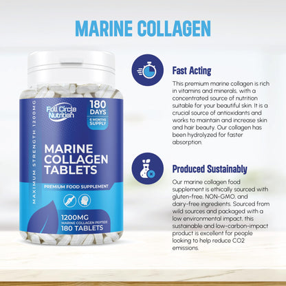 Marine Collagen Tablets 1200MG - 2400MG - 180 Days Supply