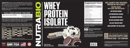 NutraBio Whey Protein Isolate Supplement – 25g of Protein Per Scoop with Complete